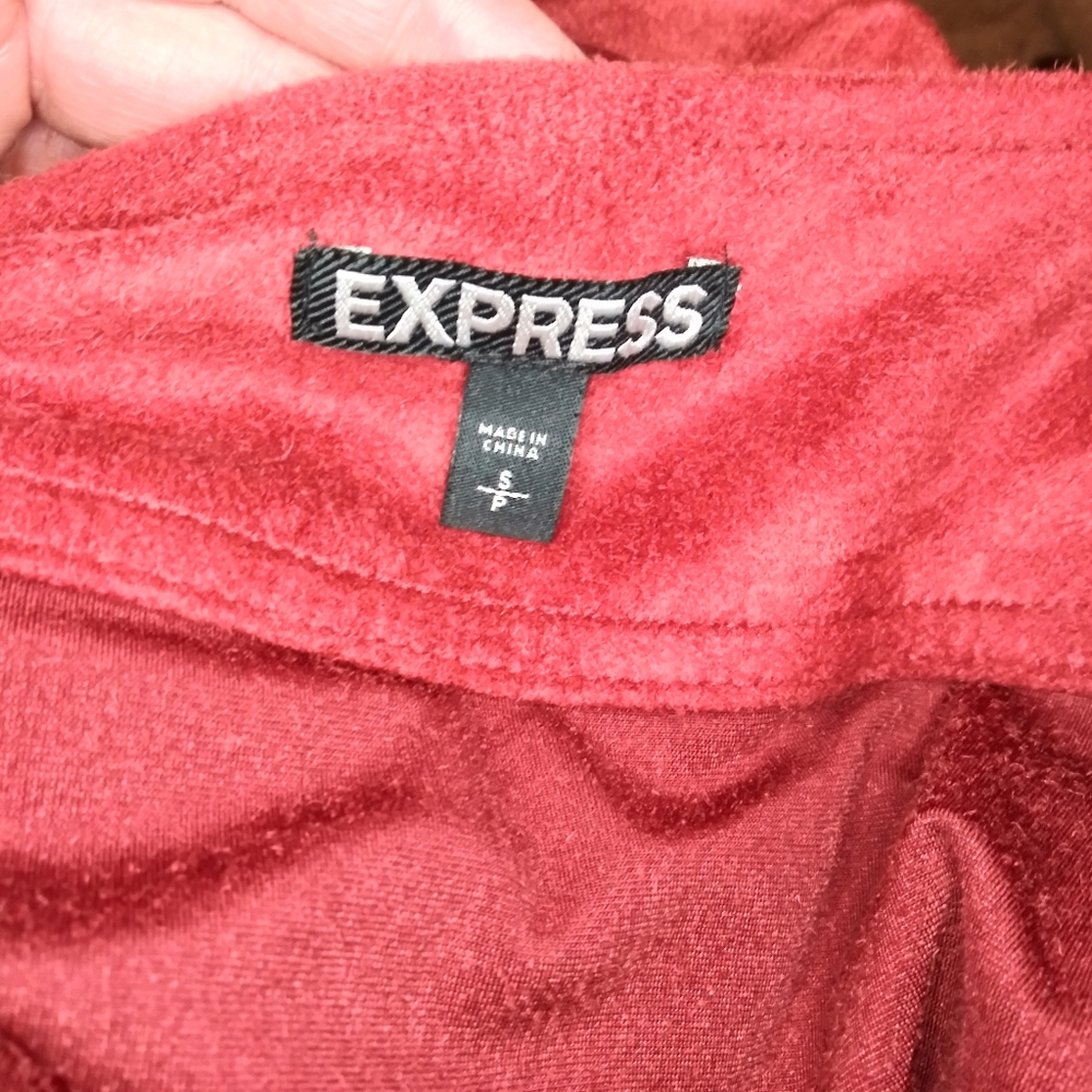 Express Rust Microsuede Boho, Western Fringed Side Zip Mini Skirt - Picture 6 of 8